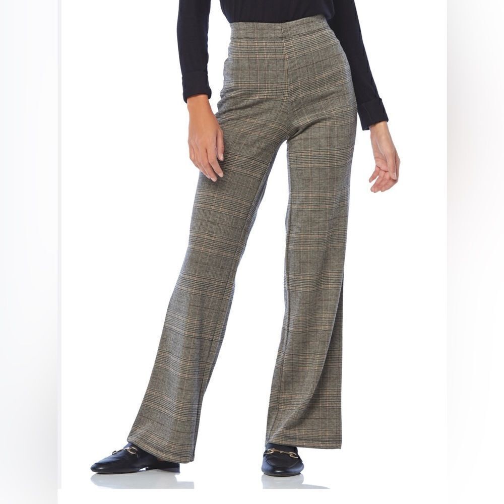 Free People High Waisted Plaid Flare Wide Leg Pants Size Small